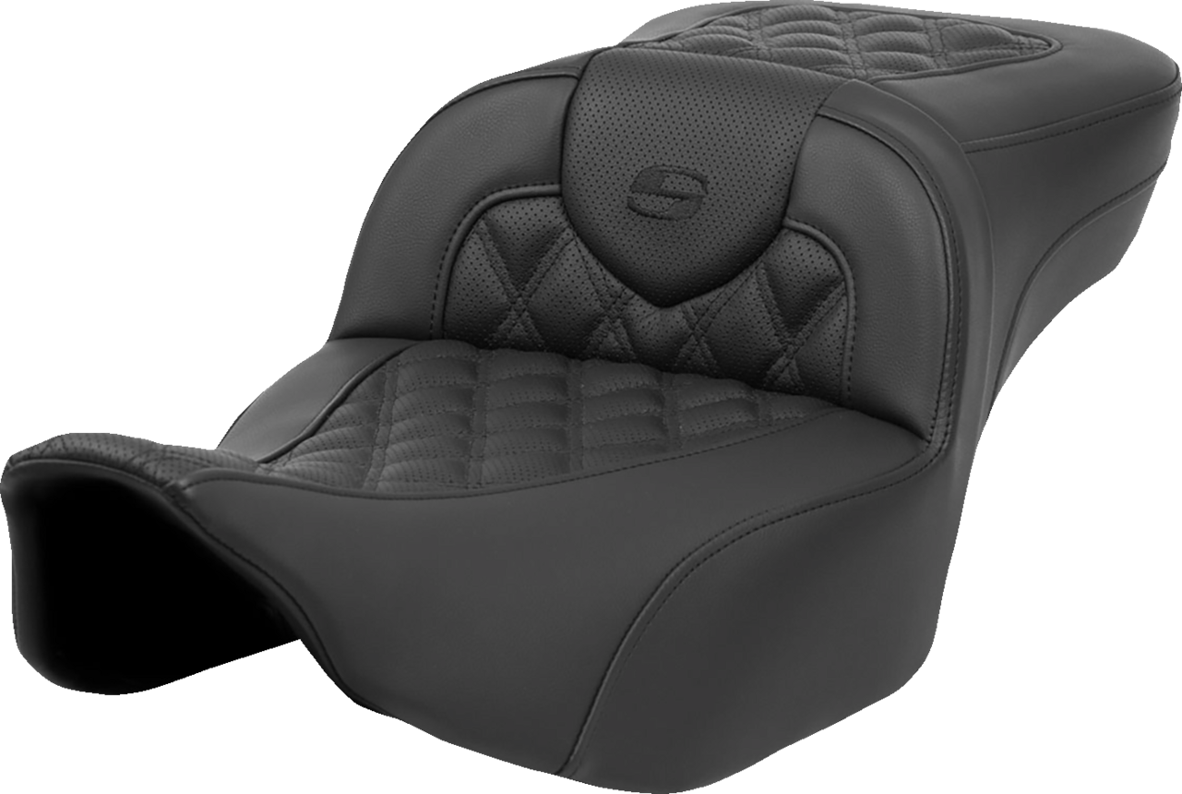 SADDLEMEN Heated RoadSofa™ Seat - Extended Reach - Lattice Stitch - w/o Backrest - FLT/FLH ’23-‘24 823-07-184A0