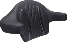 MUSTANG Deluxe Extended Arm Wrap-around Backrest - Diamond - Sky Blue Stitch - FLT/FLH '23-'25 88430SB