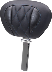 MUSTANG Deluxe Driver Backrest - Diamond - Sky Blue Stitching - FLT/FLH '23-'25 89460SB