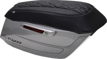 MUSTANG Deluxe Diamond Saddlebag Lid Cover - Black w/ Gunmetal Gray Stitch - FLH/FLT '23-'25 88470GM