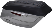 MUSTANG Deluxe Diamond Saddlebag Lid Cover - Black w/ Sky Blue Stitch - FLH/FLT '23-'25 88470SB