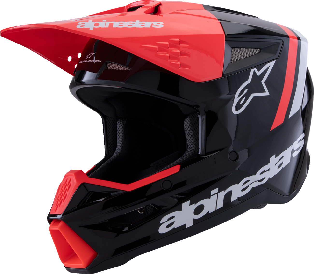 ALPINESTARS SM3 Helmet - Radium - Gloss Black/Red Fluo/White - Large 8300826-1553-L