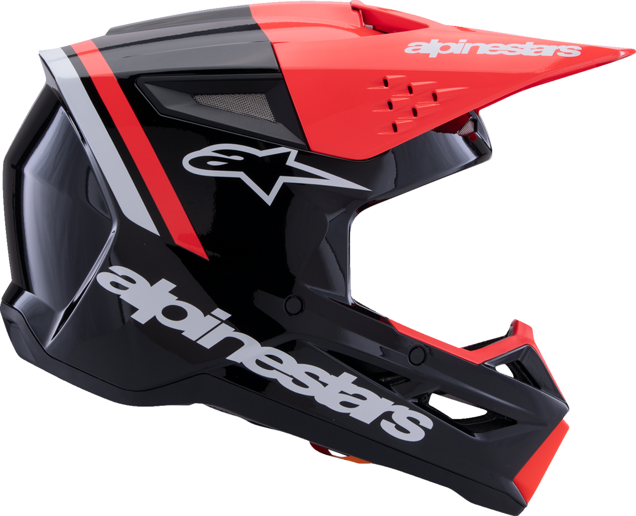 ALPINESTARS SM3 Helmet - Radium - Gloss Black/Red Fluo/White - Large 8300826-1553-L