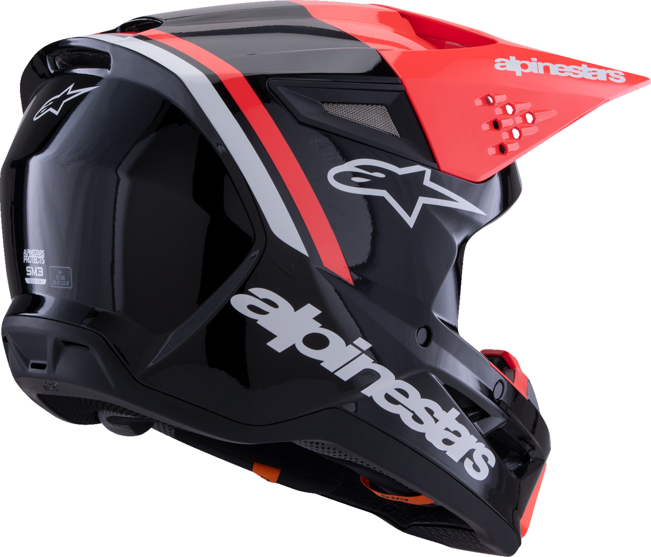 ALPINESTARS SM3 Helmet - Radium - Gloss Black/Red Fluo/White - Medium 8300826-1553-M