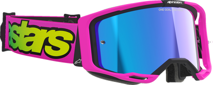 ALPINESTARS GOGGLES Vision 8 Goggle - Vista - Pink Fluo/Yellow Fluo - Blue Mirror Lens 5100426-3159