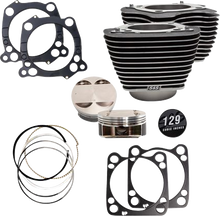 S&S CYCLE 129" Cylinder Kit - 4.375" Stroke - Wrinkle Black w/Highlighted Fins - M8 910-0843A