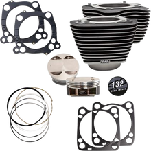S&S CYCLE 132" Cylinder Kit - 4.500" Stroke - Wrinkle Black w/Highlighted Fins - M8 910-0845A
