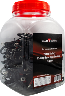 YUASA Ring Terminals - Battery Charger - 15 A - 25 Pack YUA00ACC05BK25