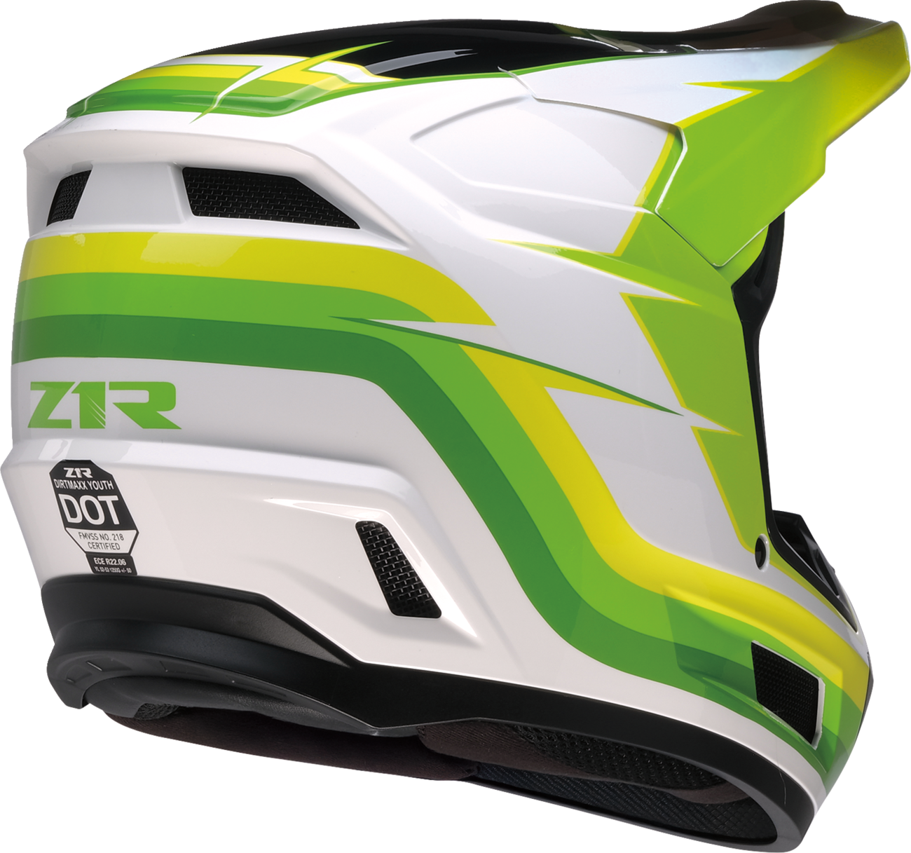 Z1R Youth Dirt Maxx Helmet - Vortex - White/Green - Medium 0111-1739