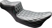 LE PERA Tailwhip Daddy Long Legs Seat - Black - Green Double Diamond Stitch - FLT/FLH '08-'23 LK-587DLDD-GN08