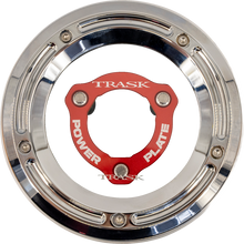 TRASK Derby Cover with Power Plate - Chrome/Red - Kit - '17-'25 Harley-Davidson TM-0051-CH-RD