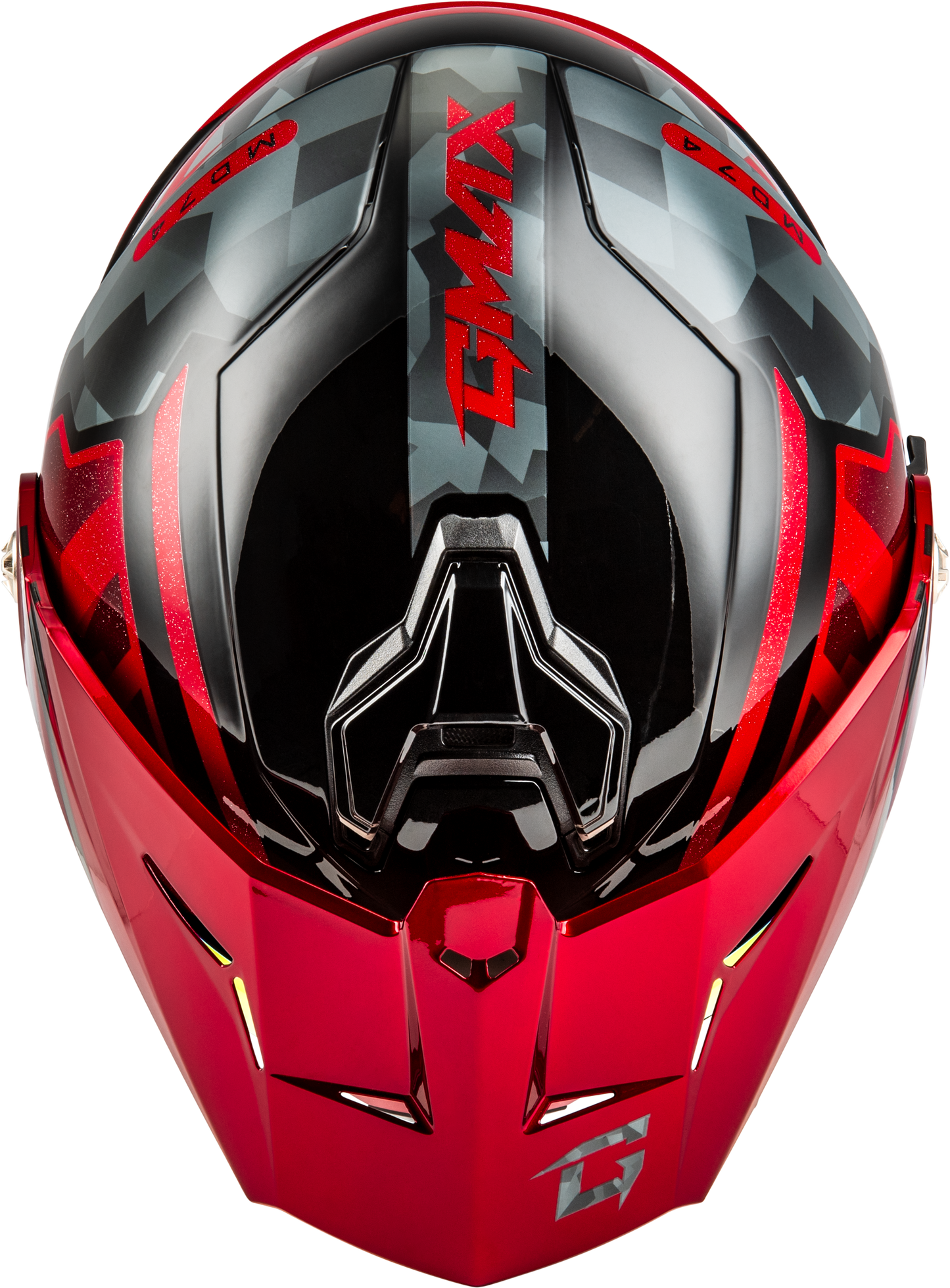 Md 74 Striker Modular Helmet W Red Shield Blk/Gry/Rd Mtlc Xs