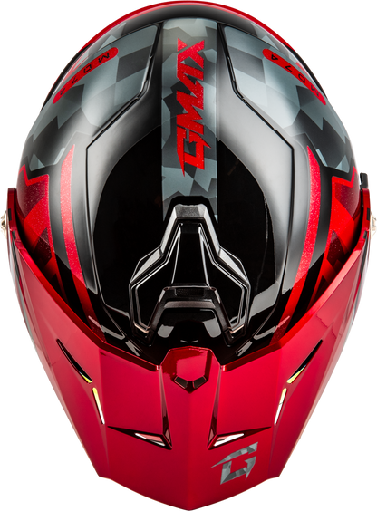 Md 74 Striker Modular Helmet W Red Shield Blk/Gry/Rd Mtlc Xl