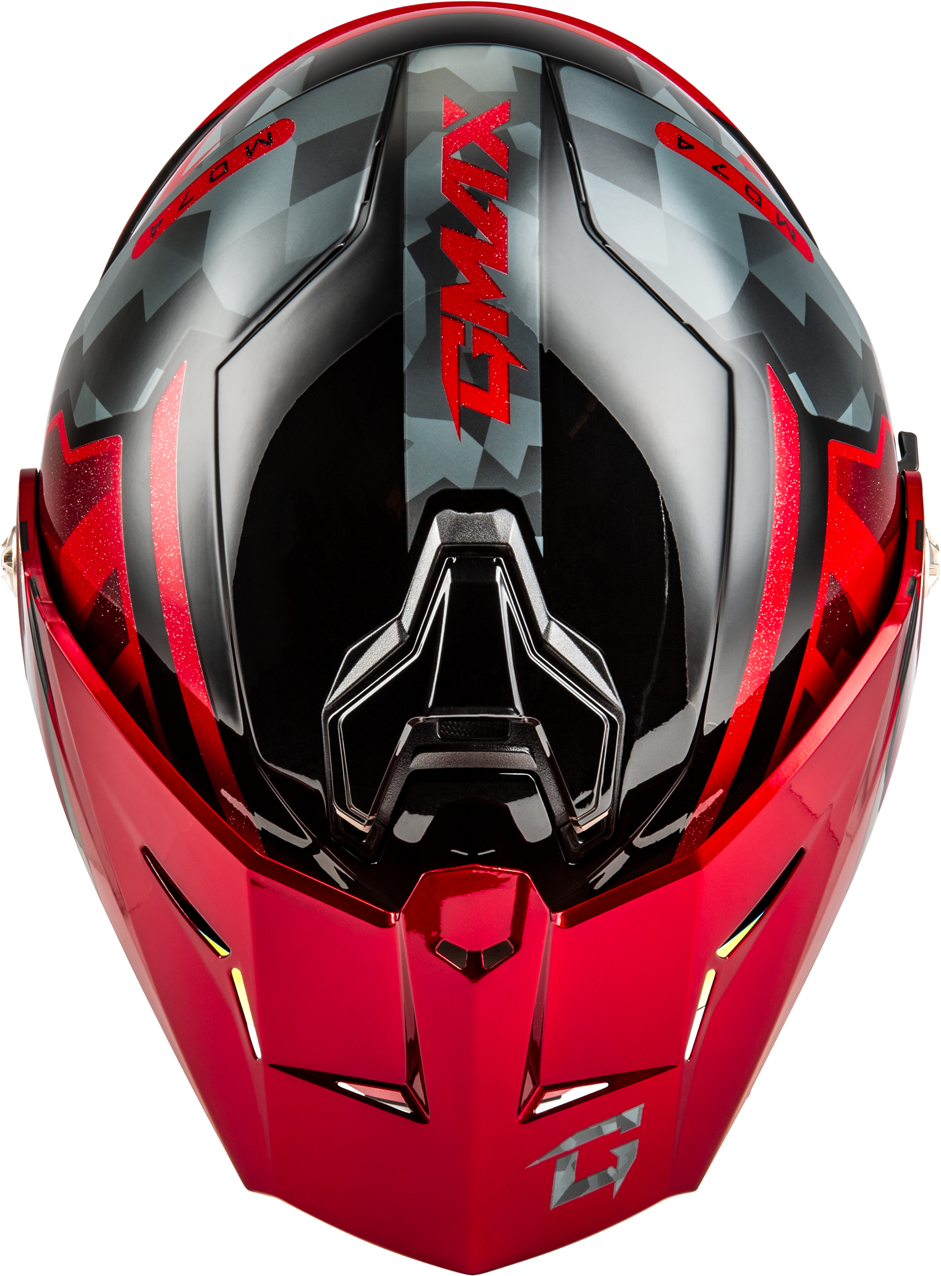 Md 74 Striker Modular Helmet W Red Shield Blk/Gry/Rd Mtlc 3x