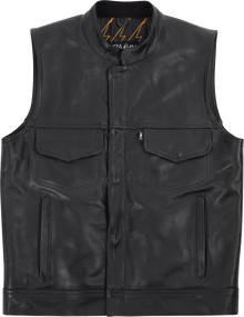 THRASHIN SUPPLY CO. Mulholland Leather Riding Vest - Black - XL TMJ-14-11