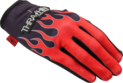 THRASHIN SUPPLY CO. Stealth Leather Palm Flame Gloves - Red - Large SV1-21-10