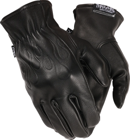 THRASHIN SUPPLY CO. Roper Leather Gloves - Black - XL TRG-01-11