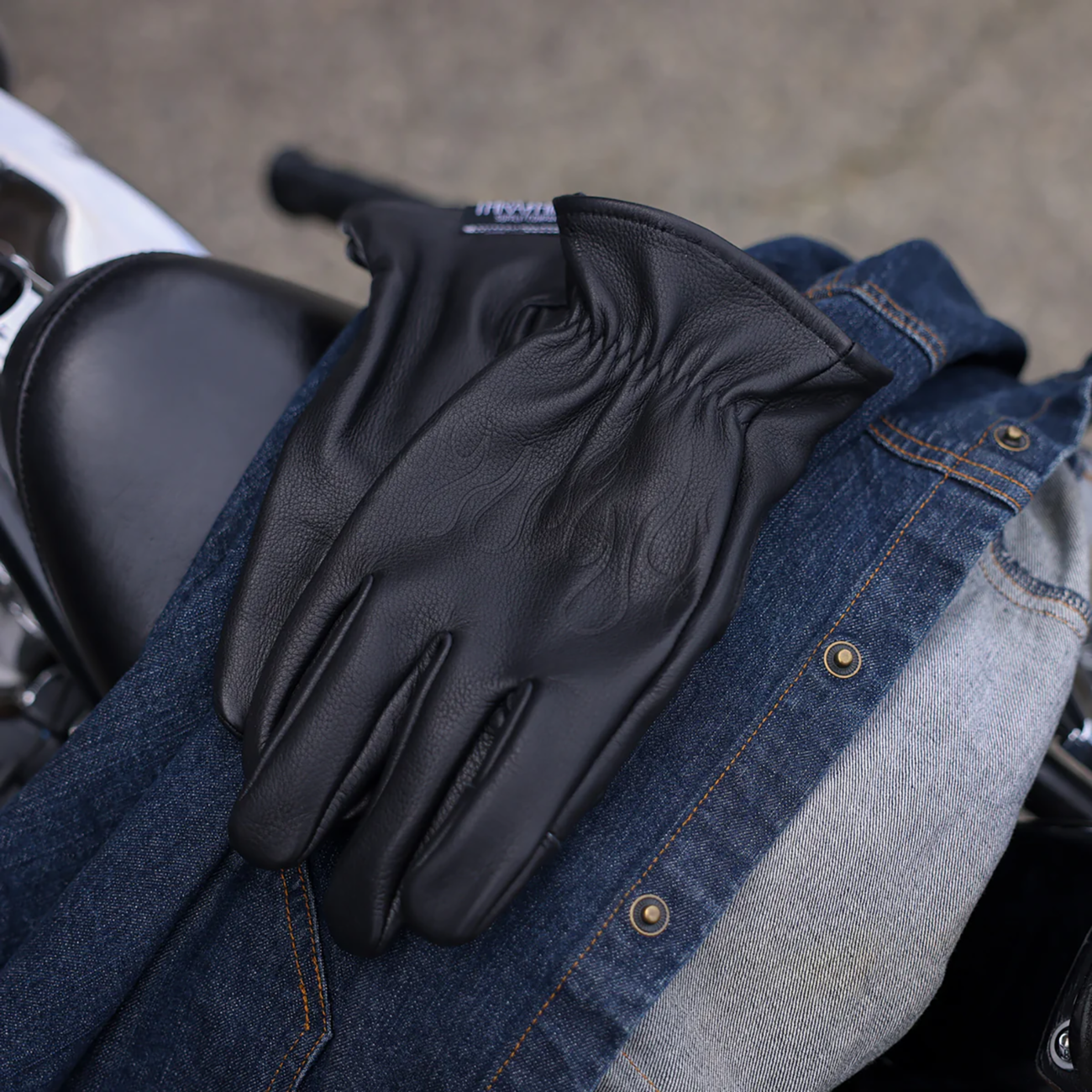 THRASHIN SUPPLY CO. Roper Leather Gloves - Black - XL TRG-01-11