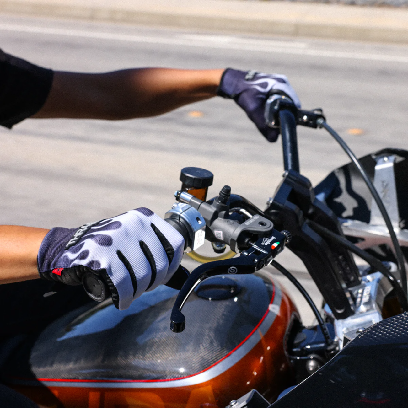 THRASHIN SUPPLY CO. Stealth Leather Palm Flame Gloves - Gray - XL SV1-22-11