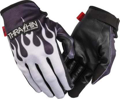 THRASHIN SUPPLY CO. Stealth Leather Palm Flame Gloves - Gray - Large SV1-22-10