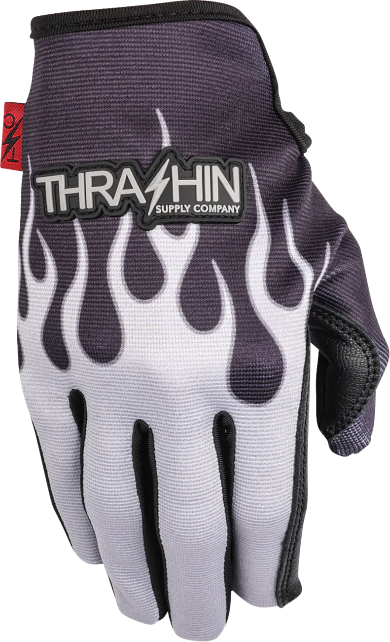 THRASHIN SUPPLY CO. Stealth Leather Palm Flame Gloves - Gray - Large SV1-22-10