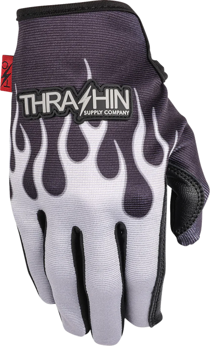 THRASHIN SUPPLY CO. Stealth Leather Palm Flame Gloves - Gray - Large SV1-22-10