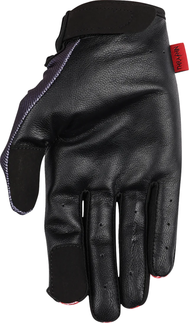 THRASHIN SUPPLY CO. Stealth Leather Palm Flame Gloves - Red - Medium SV1-21-09
