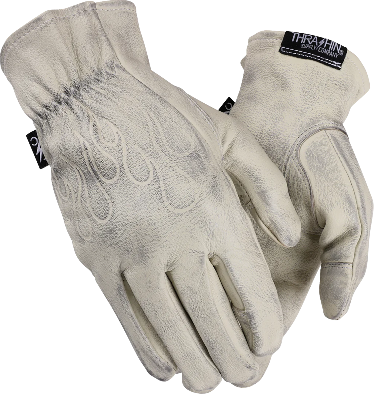 THRASHIN SUPPLY CO. Roper Leather Gloves - Bone White - Large TRG-00-10