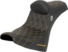 SADDLEMEN Pro Series SDC Performance Seat - w/ Backrest - Gold Stitch - Gripper - FXBB/FXST '18-'25 SC81830DB7