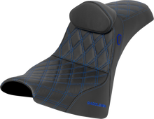 SADDLEMEN Pro Series SDC Performance Seat - w/ Backrest - Blue Stitch - Gripper - FXBB/FXST '18-'25 SC81830DB1