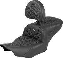 SADDLEMEN Roadsofa™ Seat - with Backrest - Gray Stitch - FLH/FLT '23-'25 823-07-210B2