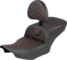 SADDLEMEN Roadsofa™ Seat - with Backrest - Red Stitch - FLH/FLT '23-'25 823-07-210B4