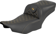 SADDLEMEN Roadsofa™ Extended Reach Seat - without Backrest - Gold Stitch - FLH/FLT '23-'25 823-07-21107