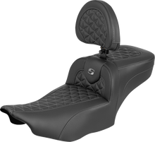 SADDLEMEN Roadsofa™ Extended Reach Seat - with Backrest - Gray Stitch - FLH/FLT '23-'25 823-07-211B2