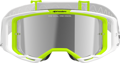 ALPINESTARS GOGGLES Vision 8 Goggle - Wordmark - White/Yellow Fluo - Silver Mirror Lens 5101325-2501