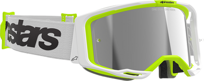 ALPINESTARS GOGGLES Vision 8 Goggle - Wordmark - White/Yellow Fluo - Silver Mirror Lens 5101325-2501