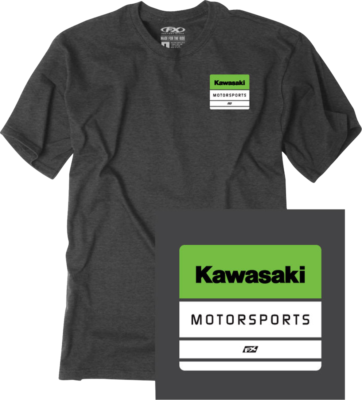 FACTORY EFFEX Kawasaki Phase T-Shirt - Heather Charcoal - Large 29-87104