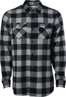 FACTORY EFFEX Suzuki Explorer Flannel Shirt - Gray/Black - Medium 29-85402