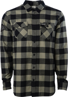 FACTORY EFFEX Kawasaki Explorer Flannel Shirt - Olive/Black - Large 29-85104