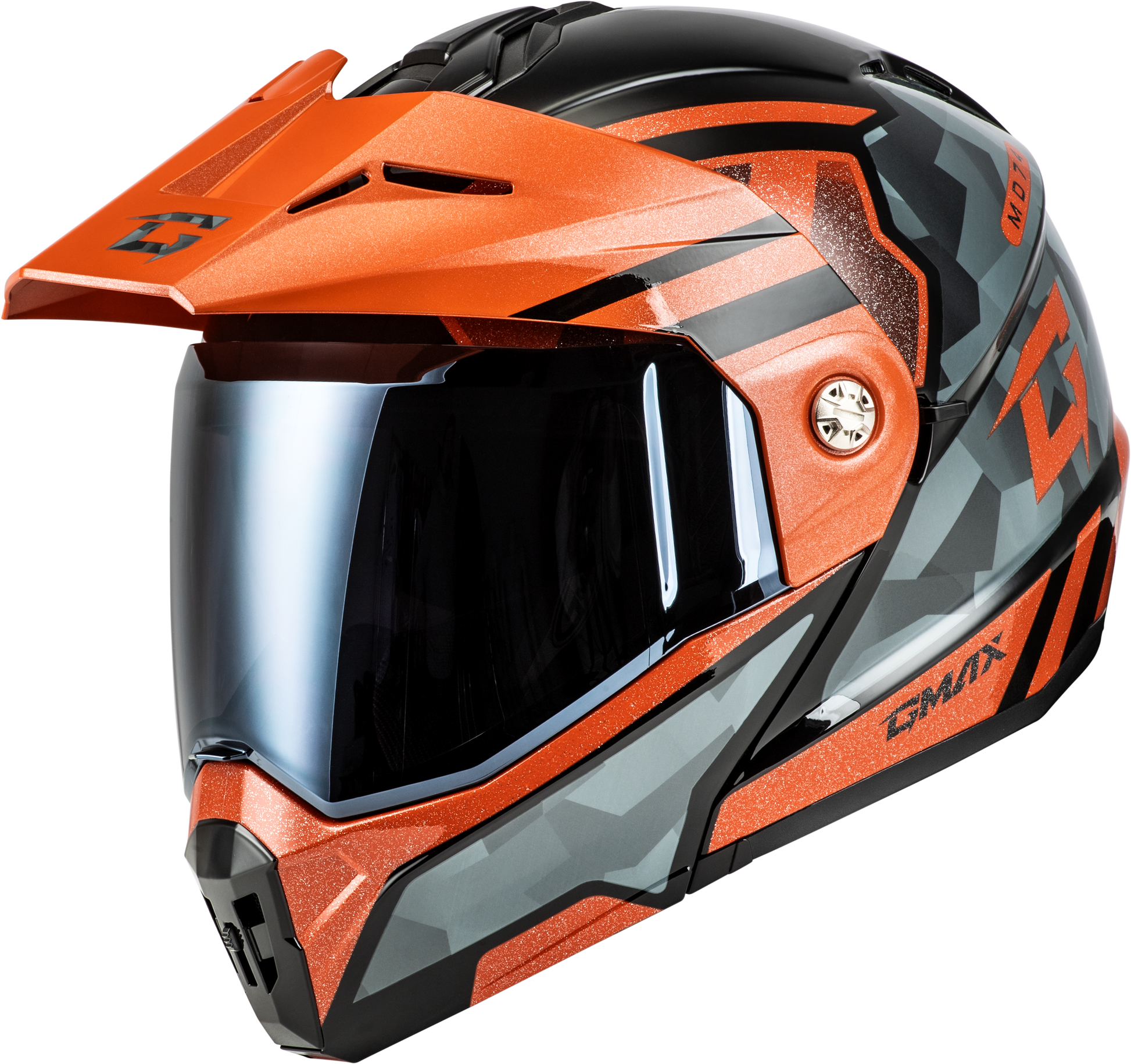 Md 74 Striker Modular Helmet W Smk Shield Blk/Gry/Or Mtlc Sm