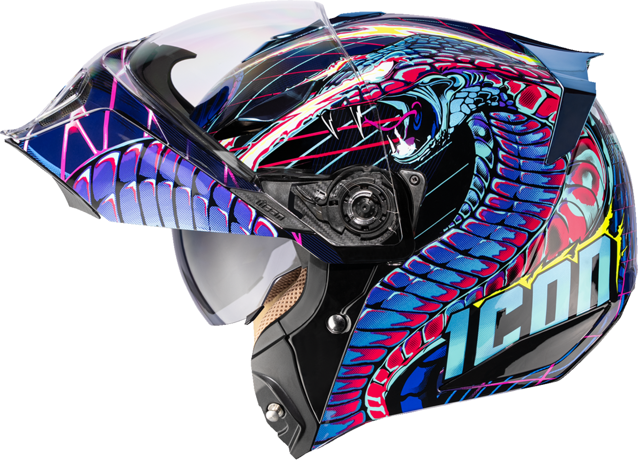 ICON Threshold™ Modular Helmet - Synthwave Lazer Cobra - Blue - XS 0100-2728