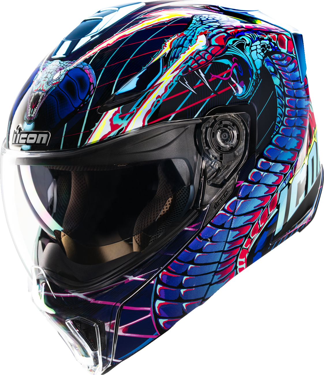 ICON Threshold™ Modular Helmet - Synthwave Lazer Cobra - Blue - XL 0100-2732