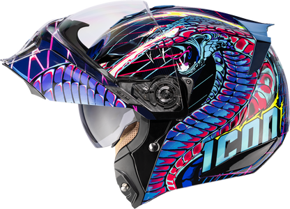 ICON Threshold™ Modular Helmet - Synthwave Lazer Cobra - Blue - Medium 0100-2730