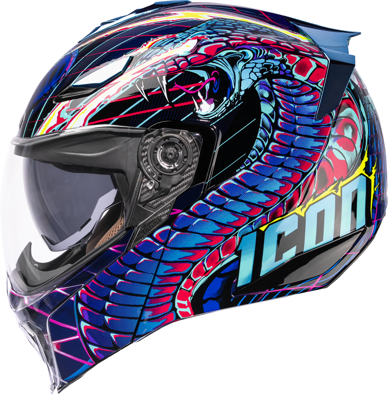 ICON Threshold™ Modular Helmet - Synthwave Lazer Cobra - Blue - 3XL 0100-2734