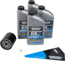 DRAG SPECIALTIES OIL Full Synthetic Oil Change Kit - 20W50 - Twin Cam - Black Filter 224379