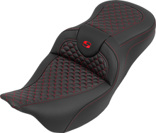 SADDLEMEN Roadsofa™ Seat - without Backrest - Dragon Stitch - Red Stitch - FLH/FLT '08-'25 808-07B-20804