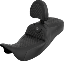 SADDLEMEN Extended Reach Roadsofa™ Seat - Dragon Scale - Gray Stitch - with Backrest - Touring '08-'25 808-07B-209B2