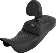SADDLEMEN Extended Reach Roadsofa™ Seat - Dragon Scale - Silver Stitch - with Backrest - Touring '08-'25 808-07B-209B5