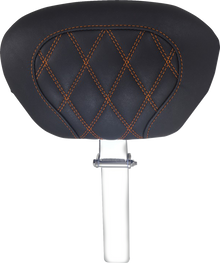 MUSTANG Driver Backrest - Double Diamond - Mandarin Orange Stitch - FLH/FLT '08-'25 89539MO