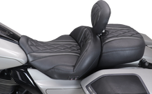 MUSTANG Heated Super Touring One Piece 2-Up Seat - Deluxe Diamond - Black Stitch - FLT/FLH '23-'25 89410
